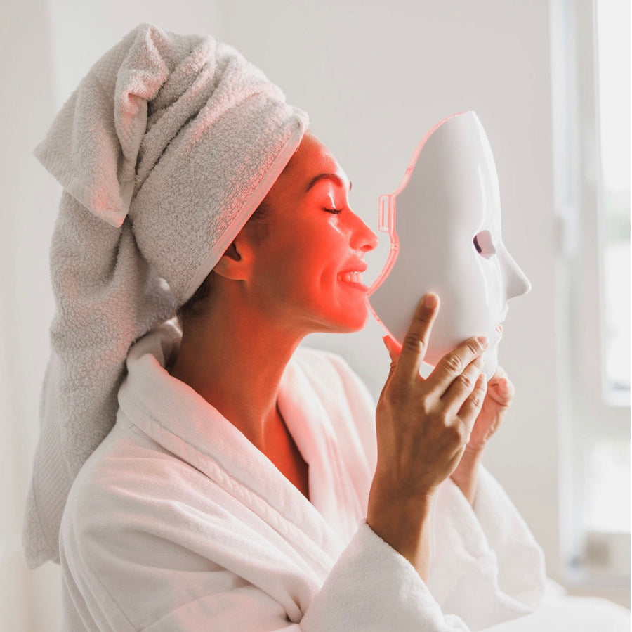 SaunaRidge 7-in-1 LED Face Mask + Red Light Panel Bundle