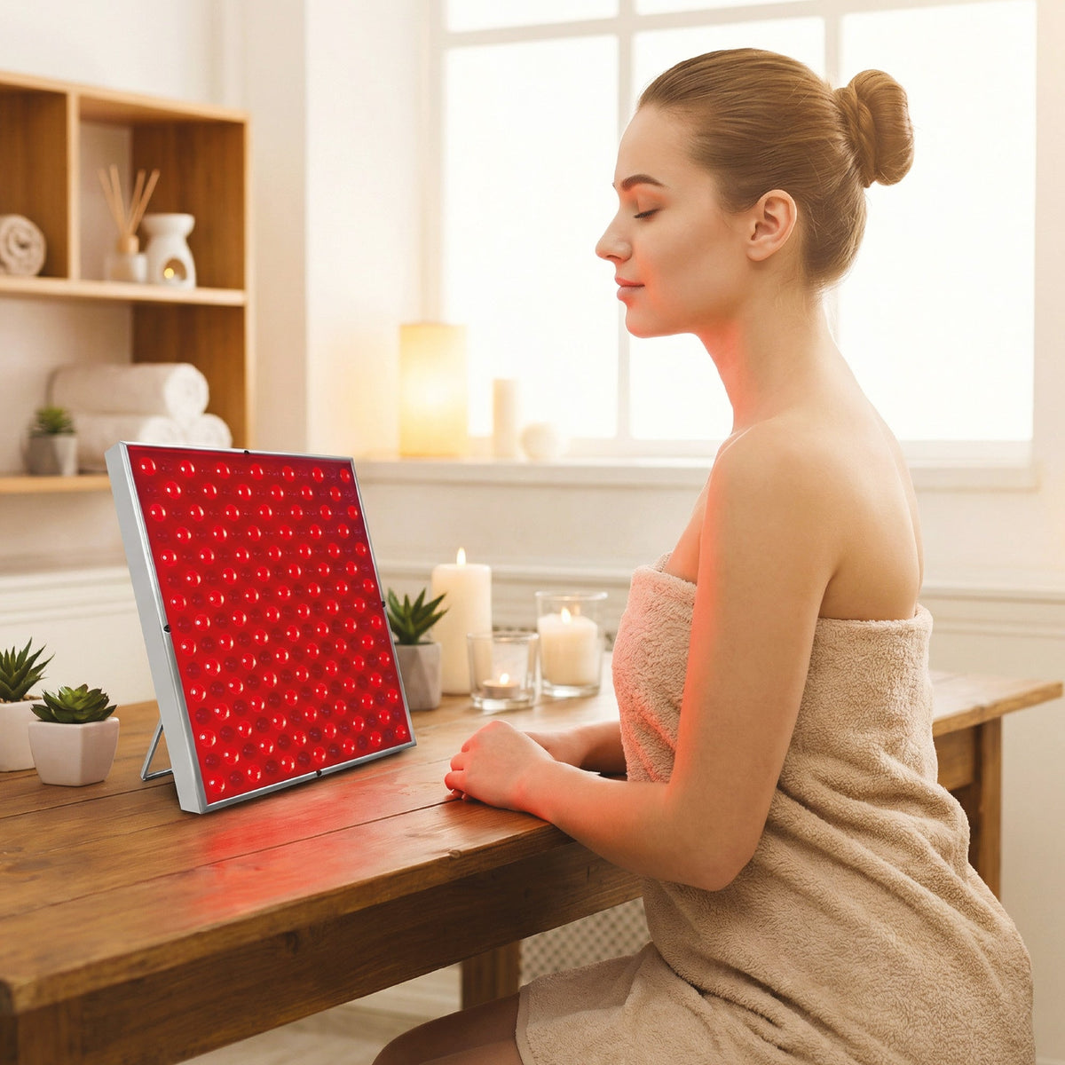 SaunaRidge 7-in-1 LED Face Mask + Red Light Panel Bundle